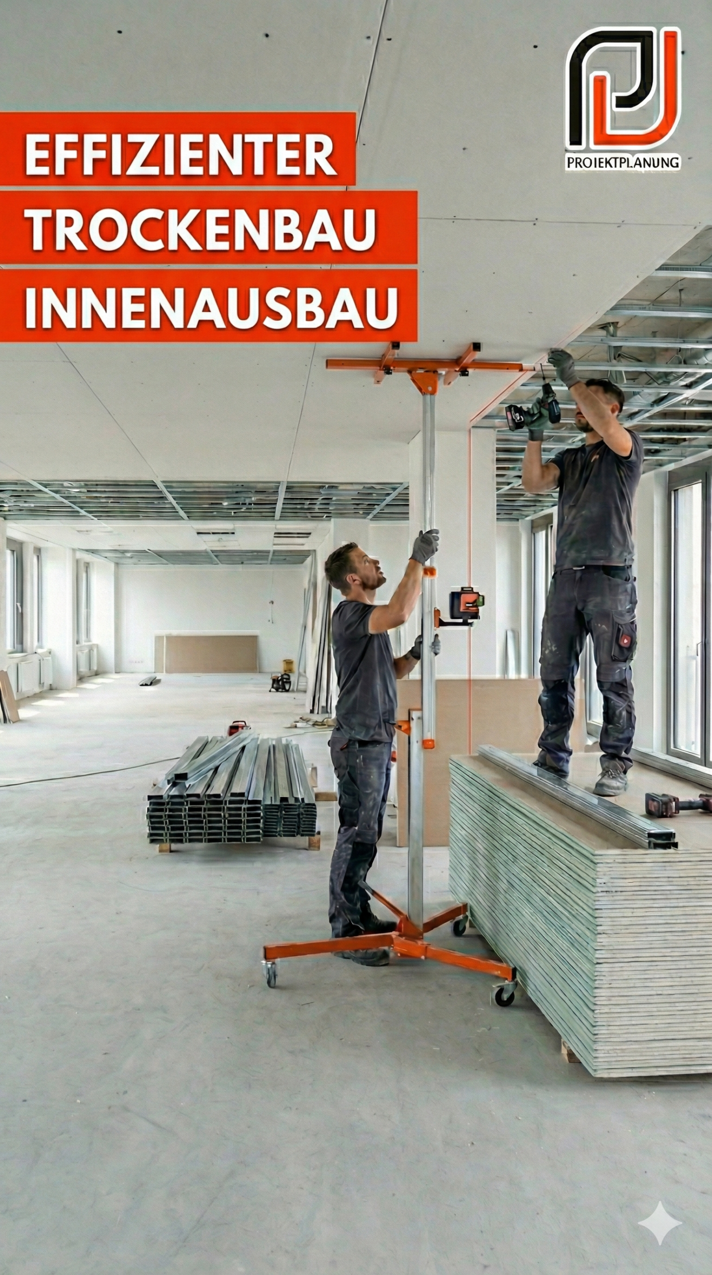 Die PU Projektplanung sichert durch eigene Montage im trockenbau innenausbau die Qualität und Termintreue.